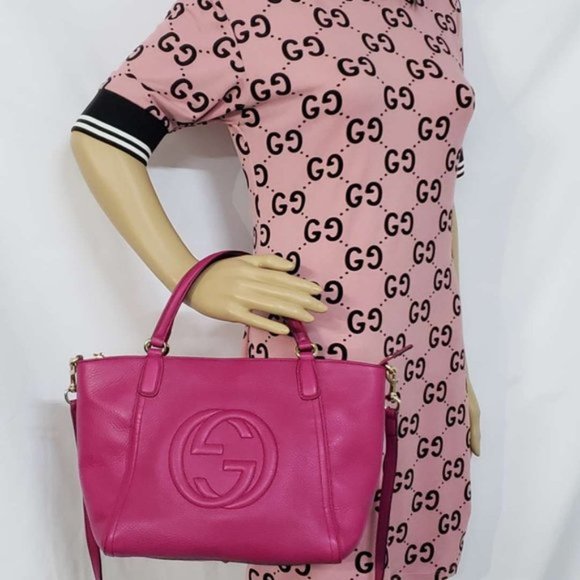 Auth GUCCI Soho Fuchsia Calfskin Crossbody Bag - Picture 15 of 16